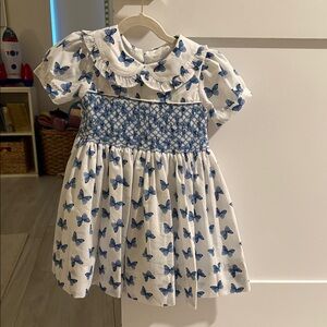 NWT Cecil & Lou Blue Smocked Butterfly Print Kids Dress